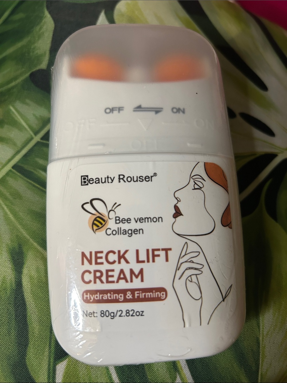 Beauty Rouser Neck Lift Cream - Hydrating & Firming - White with Orange Accents